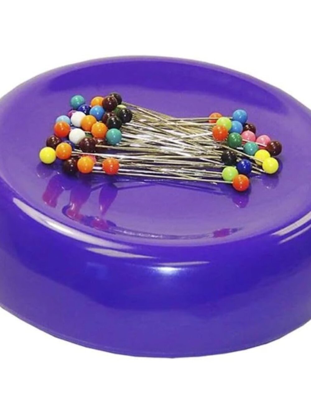 Magnetic Sewing Pincushion with 50 Plastic Head Pins – Magnet Pin Organizer for